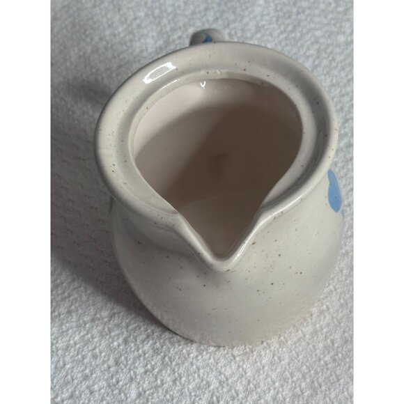 Stoneware Ceramic Creamer With Lid Blue Heart Design Unique Heart 7" - Picture 5 of 15